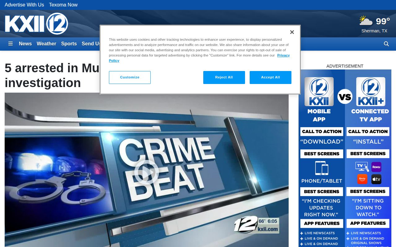 KXII Davis Murray County arrest-reporting source