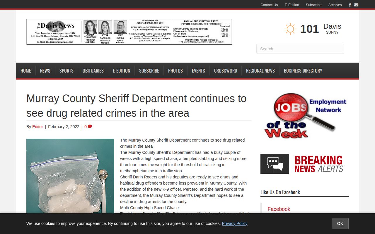 Davis News Murray County arrest-reporting source
