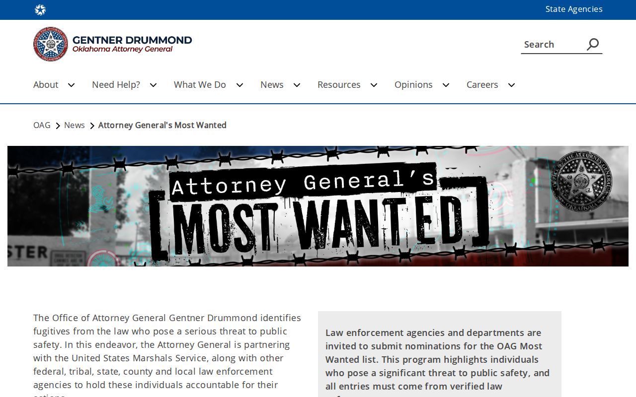 Murray County statewide wanted fugitive official source